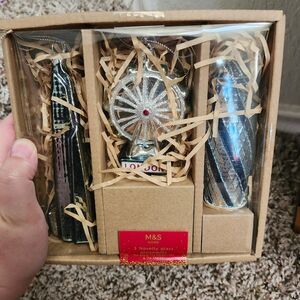 M&S Home London Eye‎ Towers City Scape Hand Blown Glass Ornaments Christmas